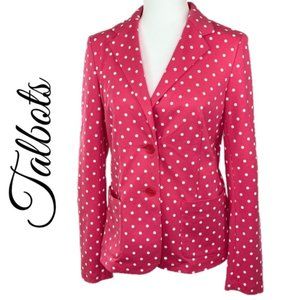 TALBOTS PINK POLKA DOT COTTON BLEND BLAZER